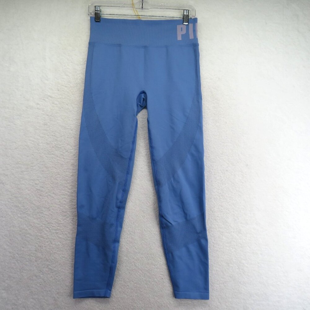 PINK Active Leggings Womens Medium Blue‎ Seamless High Waist Stretch Yoga Pants